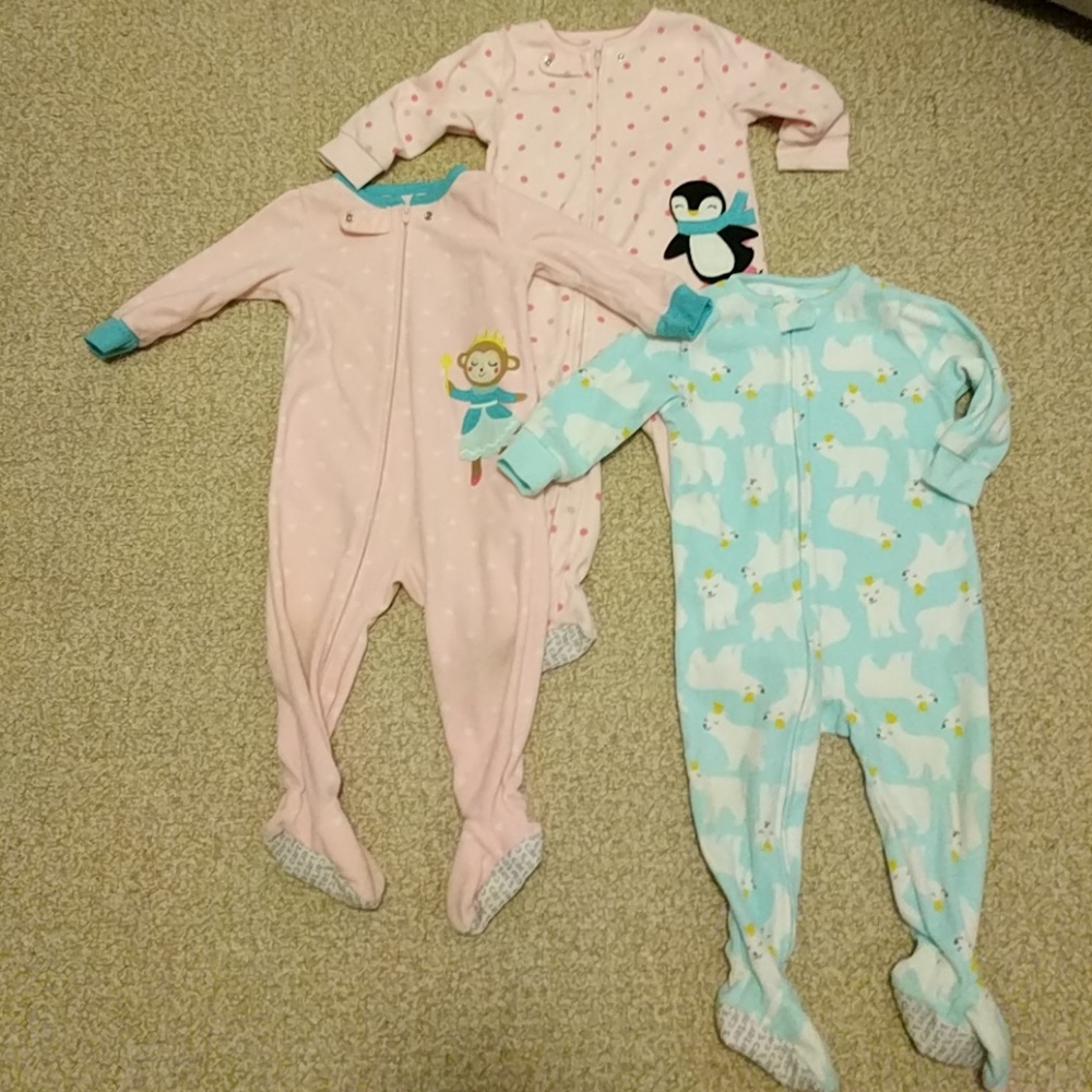 3 Carter's fleece sleepers